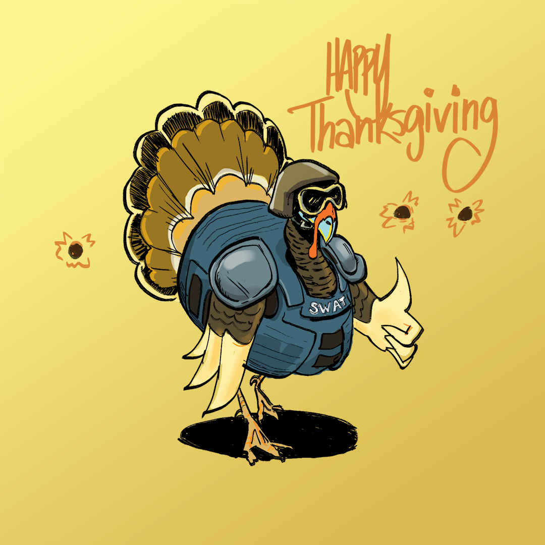 thanksgiving turkey in military gear